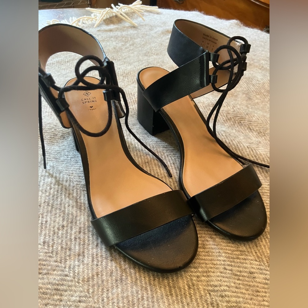 Call It Spring Black Block Heel Sandals